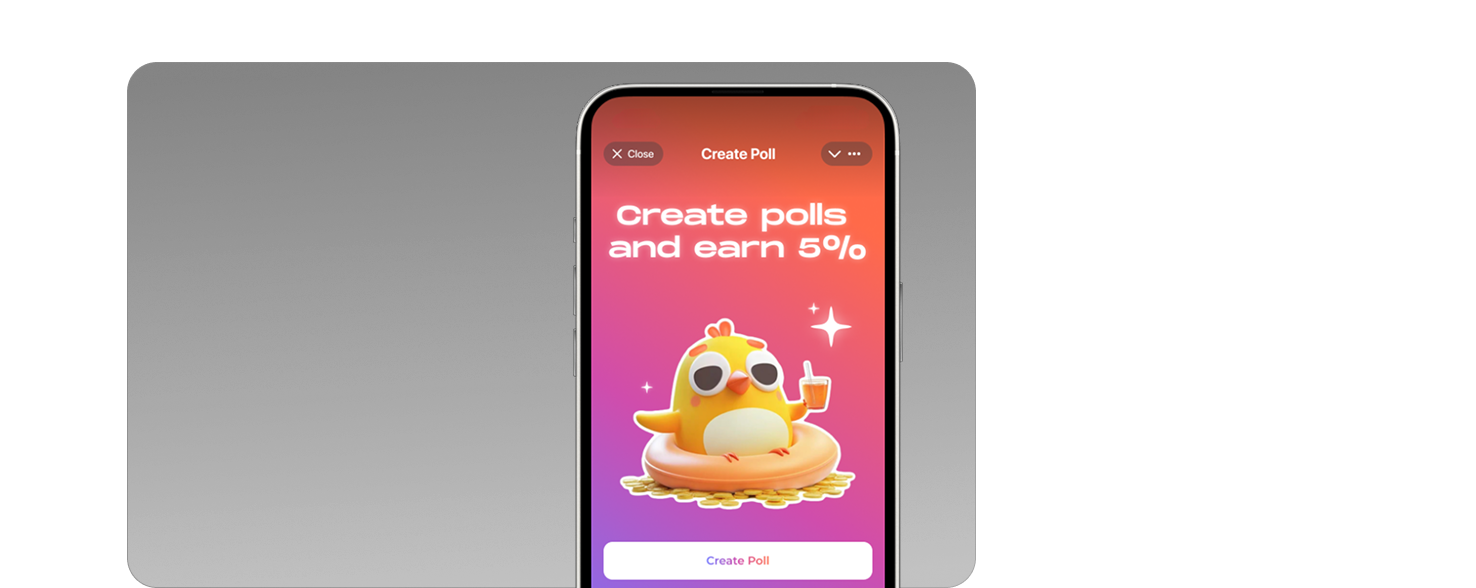 Wide screenshot showing poll creation interface with earning opportunities