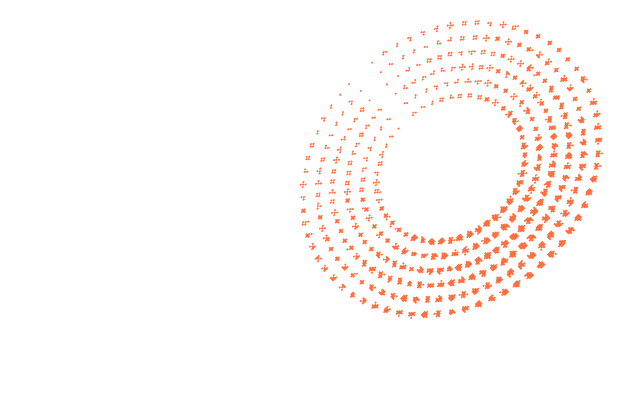 Abstract circular pattern of orange dots representing the echo chamber problem